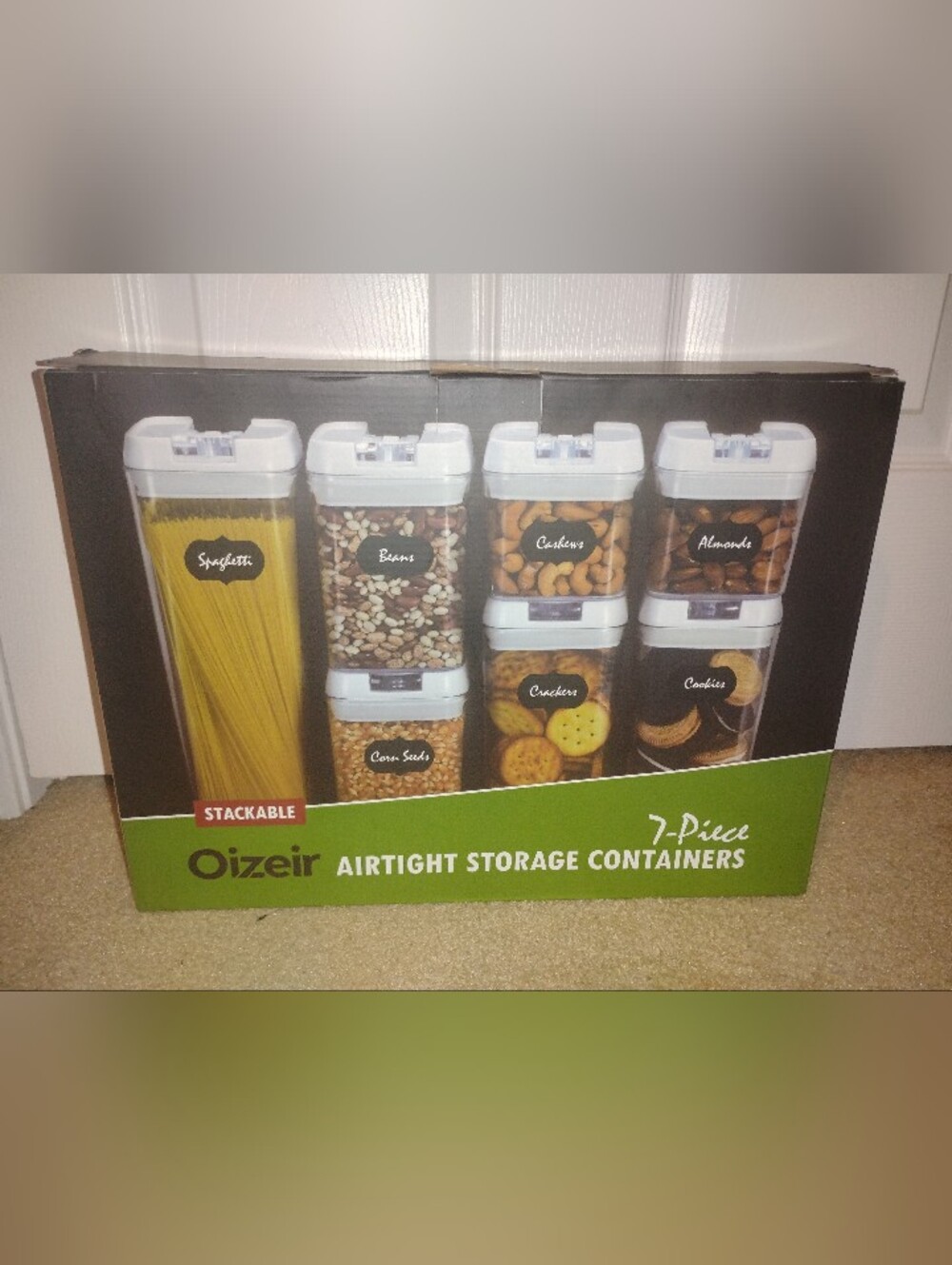 7-Piece Oizier White Airtight Kitchen Storage Containers